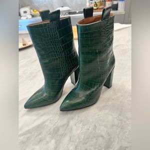Paris Texas green snake embossed ankle boots 36